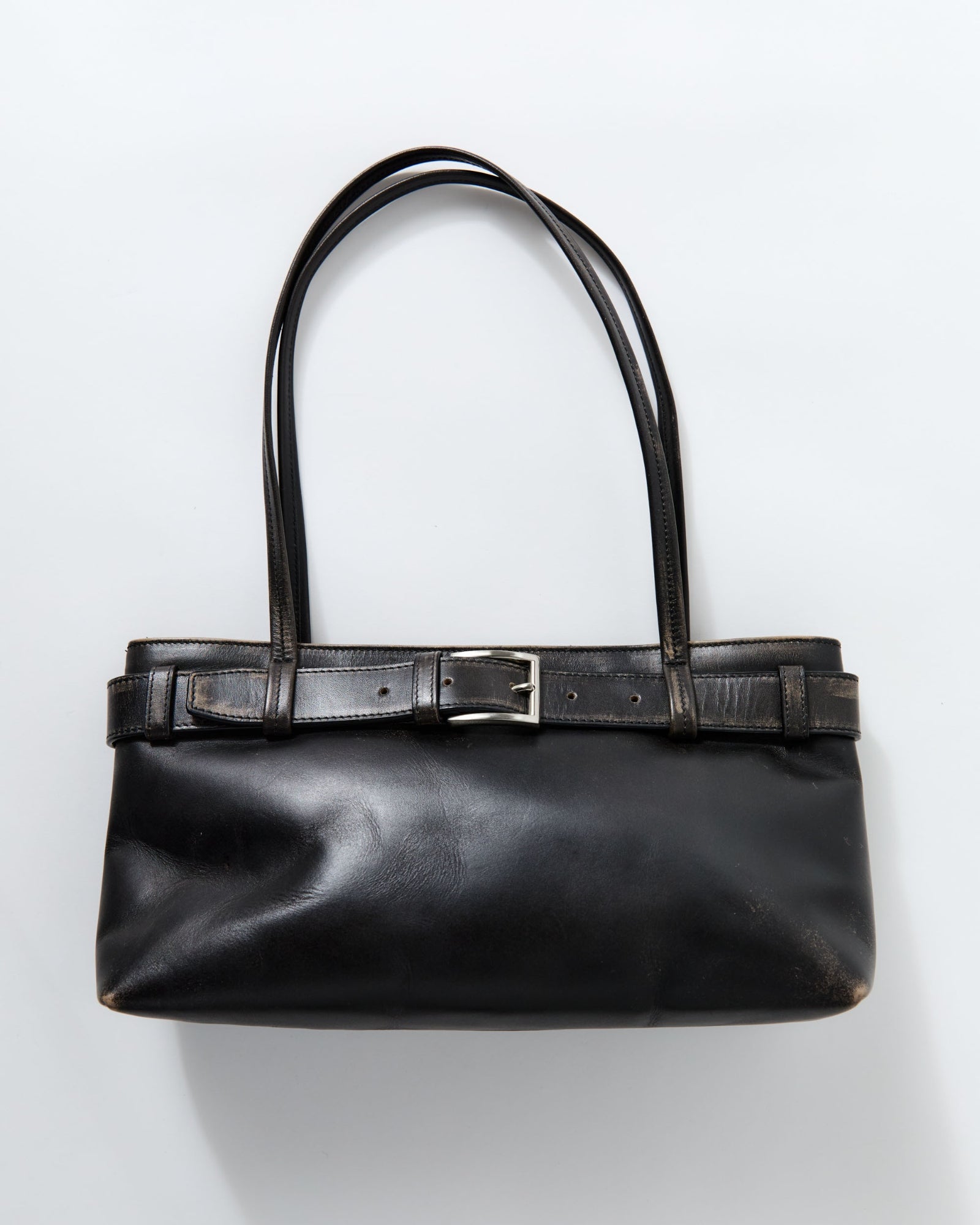 Brushed Belt Detail Baguette Bag