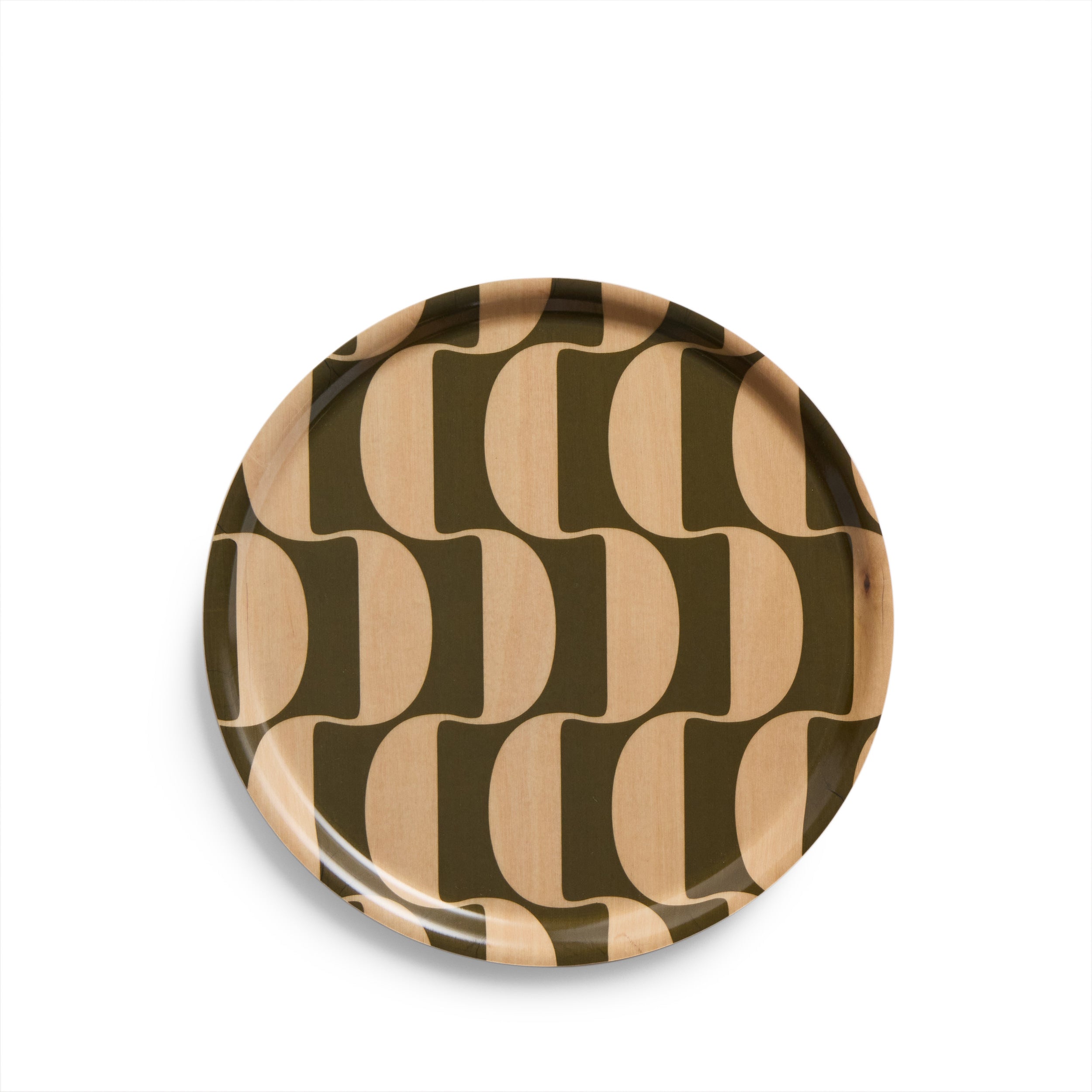 Parentheses Pattern Round Tray in Pesto