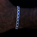 Sapphire Cushion Cut Tennis Bracelet in White Gold