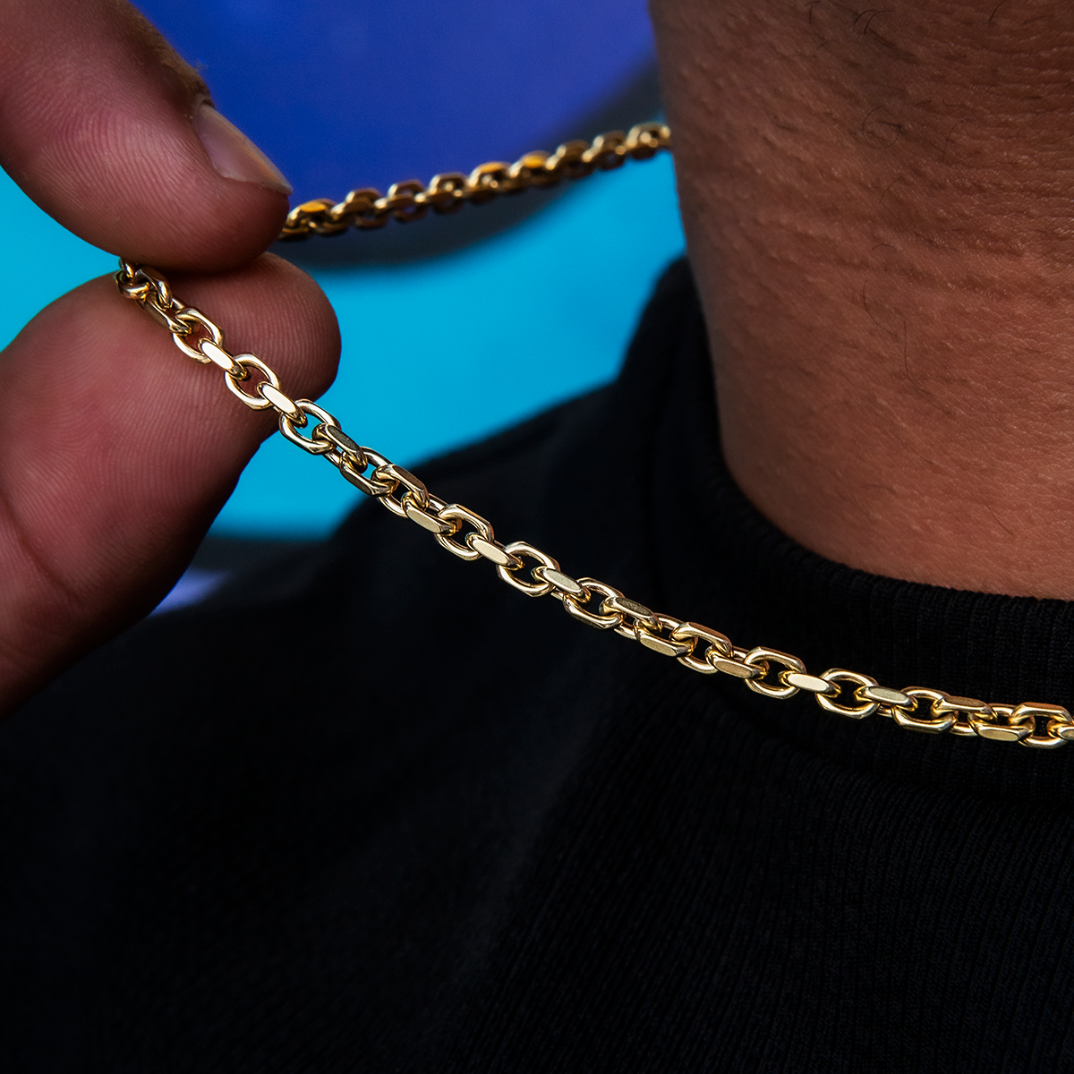 Adjustable Open Box Chain in Yellow Gold - 3.6mm