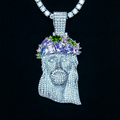 Large Diamond Portrait of Jesus Royal Stones Pendant - White Gold