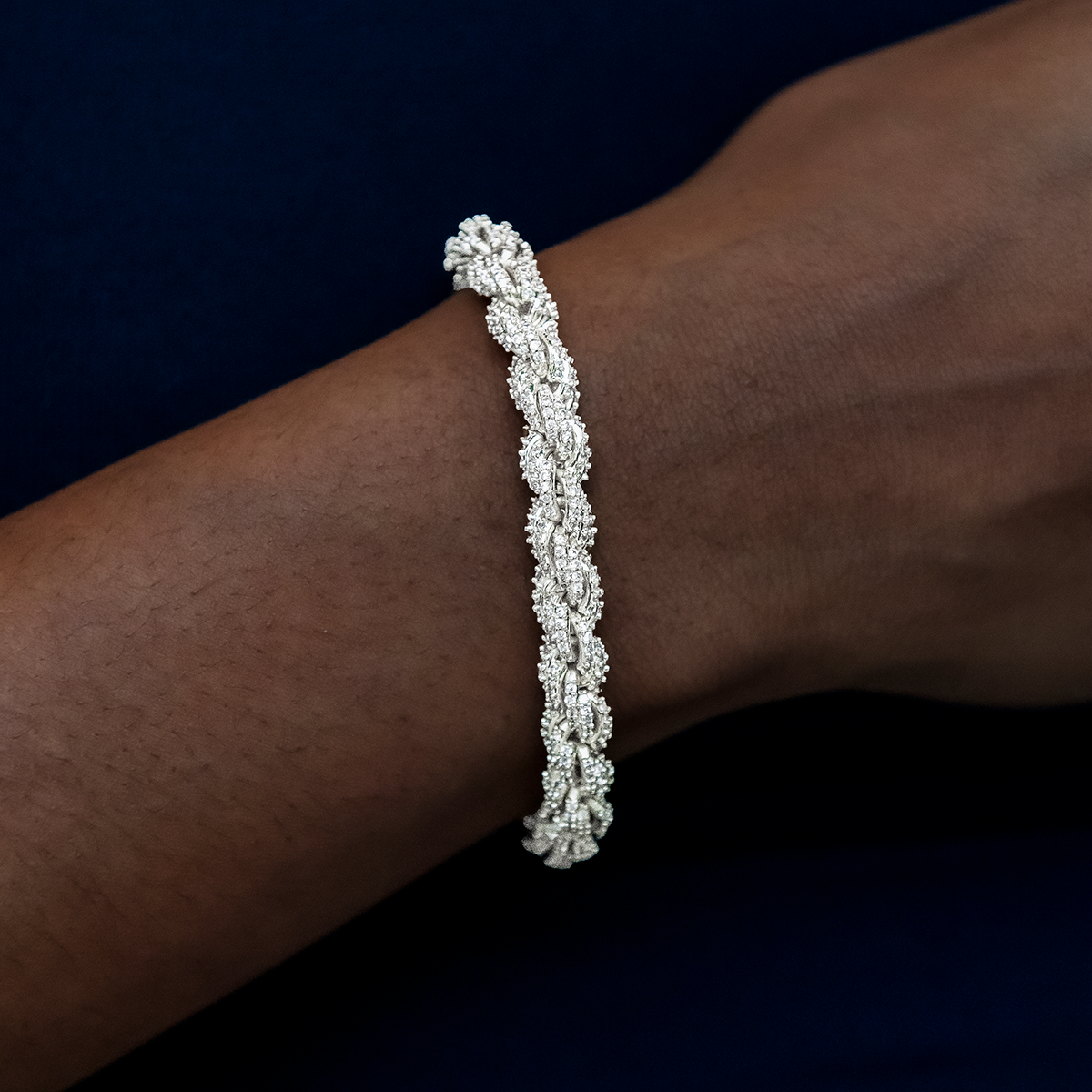 Diamond Rope Necklace + Bracelet Bundle in White Gold- 8mm