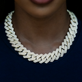 GLD Diamond Prong Cuban Necklace in Yellow Gold- 19mm