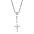 Men's Moissanite Micro Clustered Rosary Chain Necklace in White Gold Vermeil