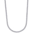 Women's 6MM Micro Diamond Prong Moissanite Cuban Chain Necklace in White Gold Vermeil
