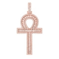 Women's Moissanite Ankh Cross Pendant in Rose Gold Vermeil