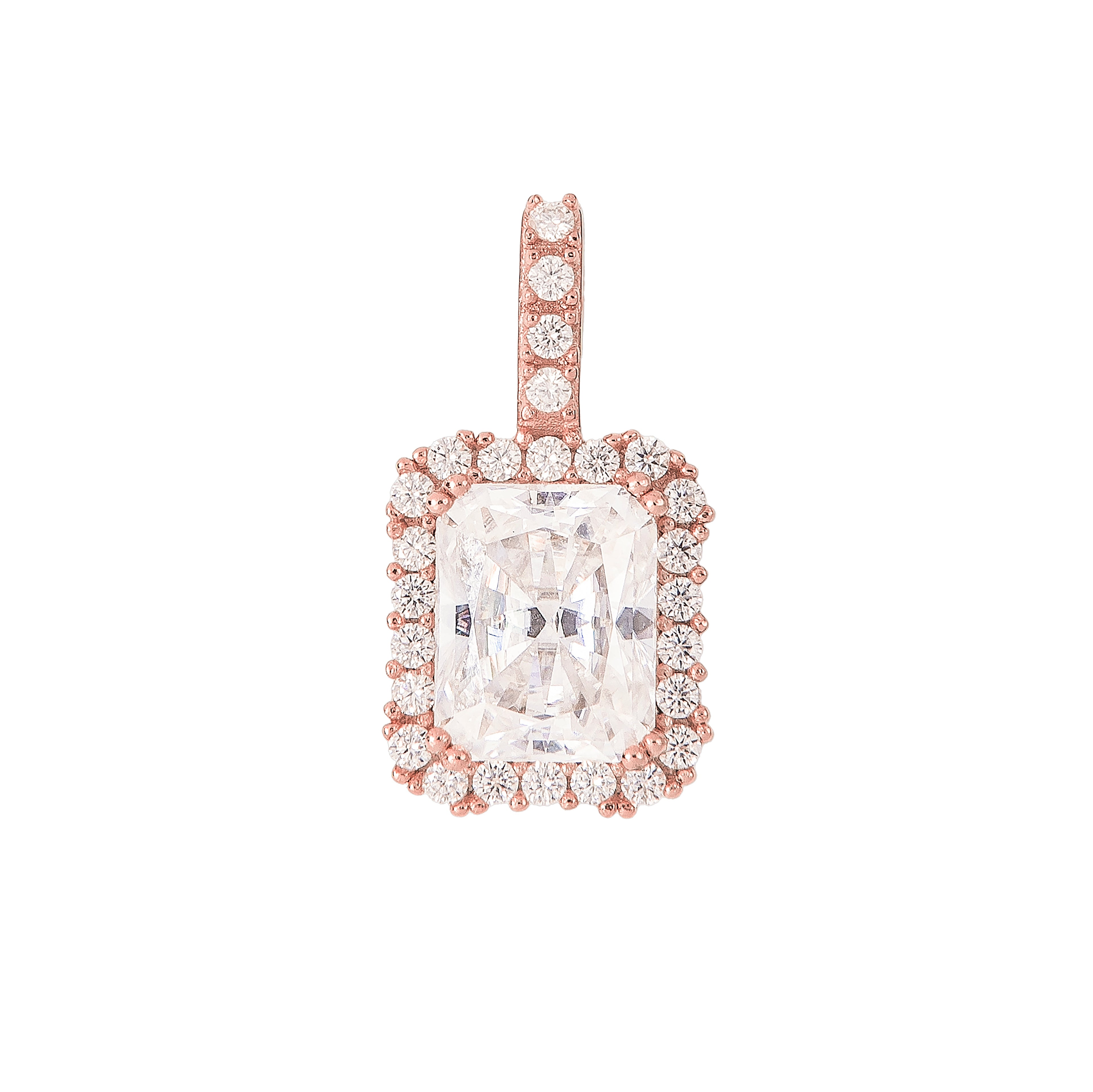 Women's Moissanite Micro Diamond Stone Pendant in Rose Gold Vermeil