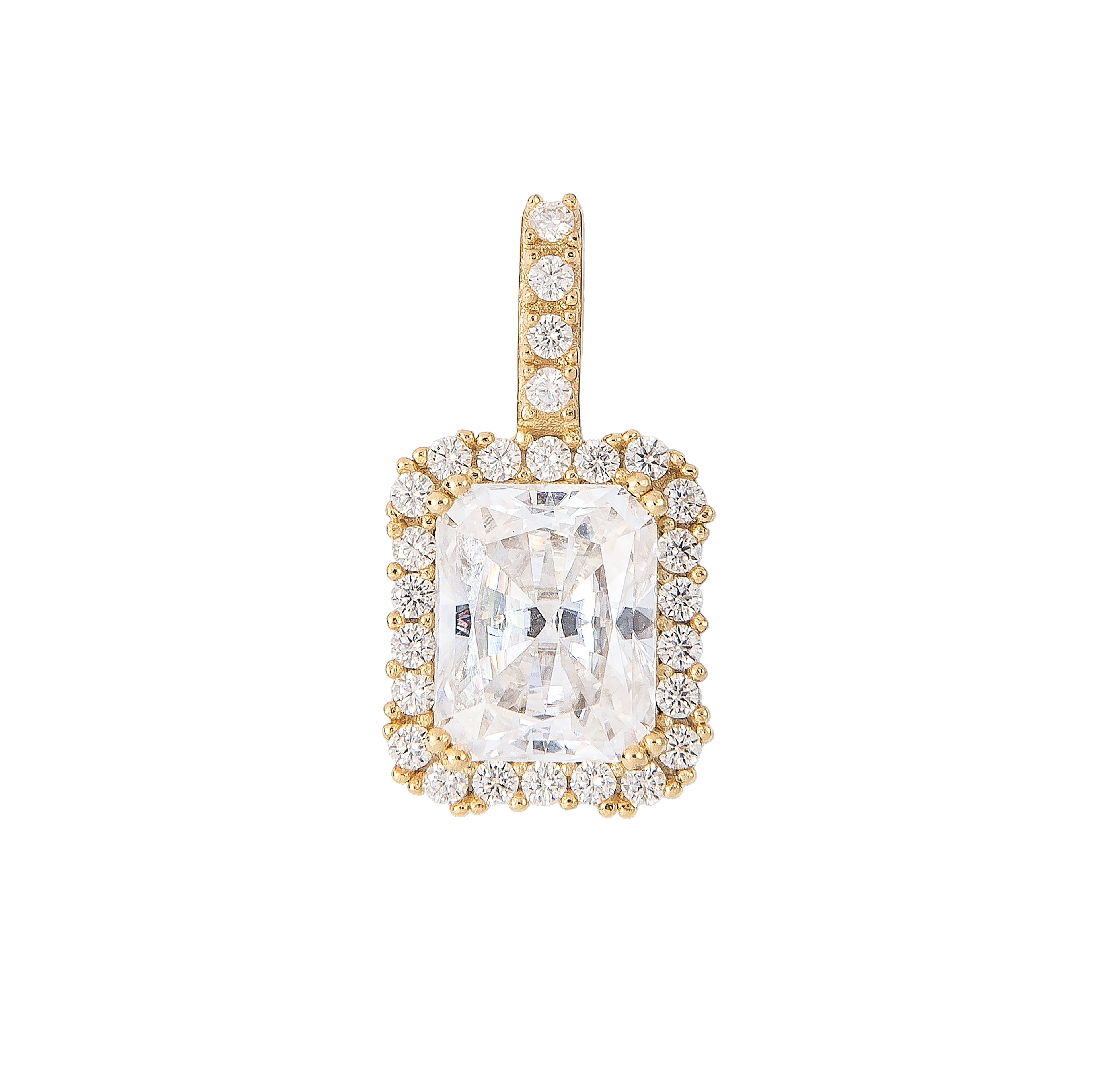 Women's Moissanite Micro Diamond Stone Pendant in Yellow Gold Vermeil