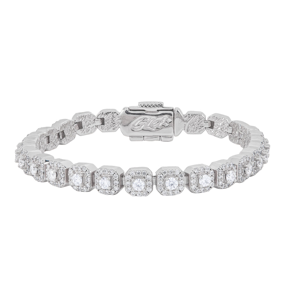 Women's 6MM Clustered Moissanite Tennis Bracelet in White Gold Vermeil