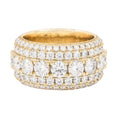 Men's 5 Layer Moissanite Diamond Band Ring in Yellow Gold Vermeil