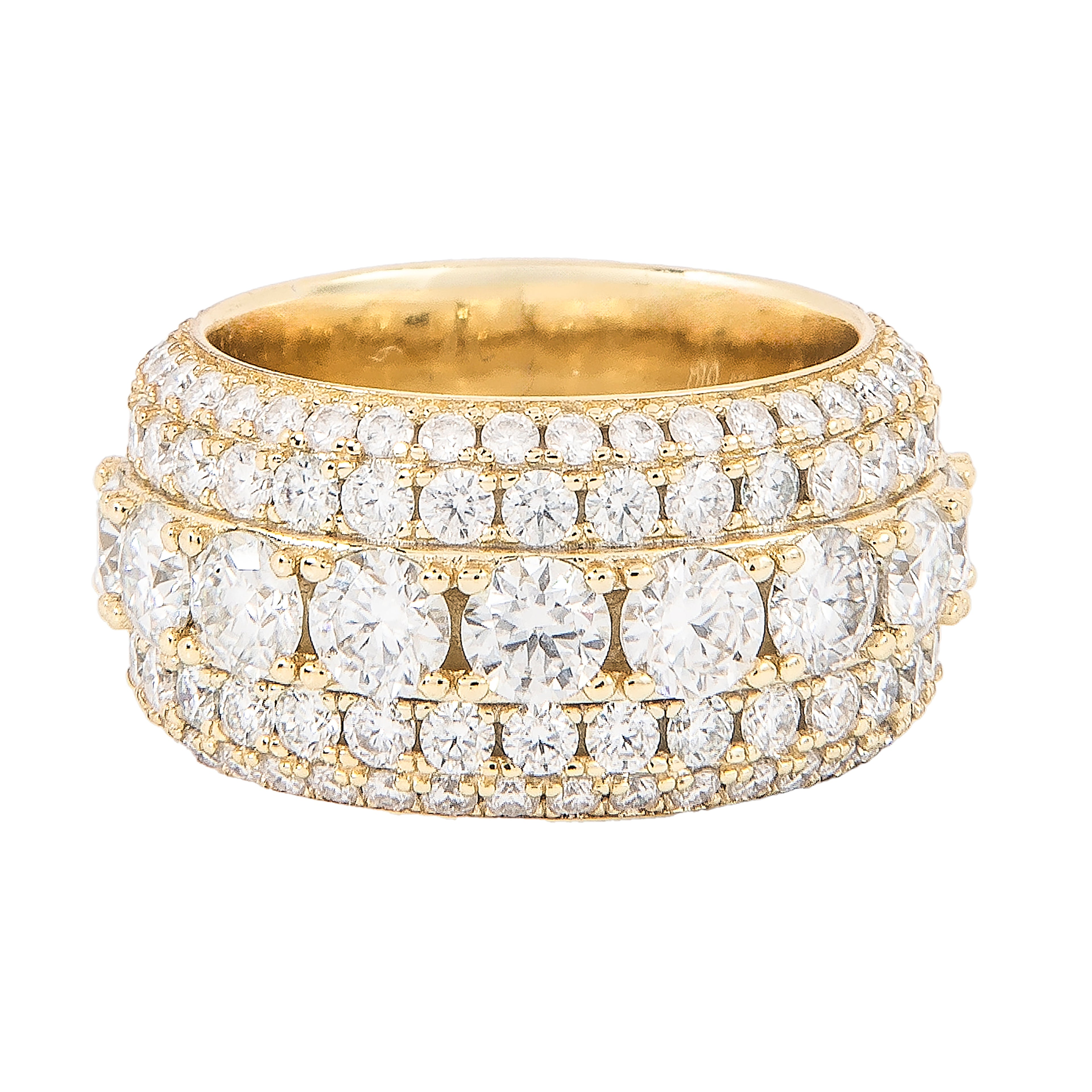 Men's 5 Layer Moissanite Diamond Band Ring in Yellow Gold Vermeil