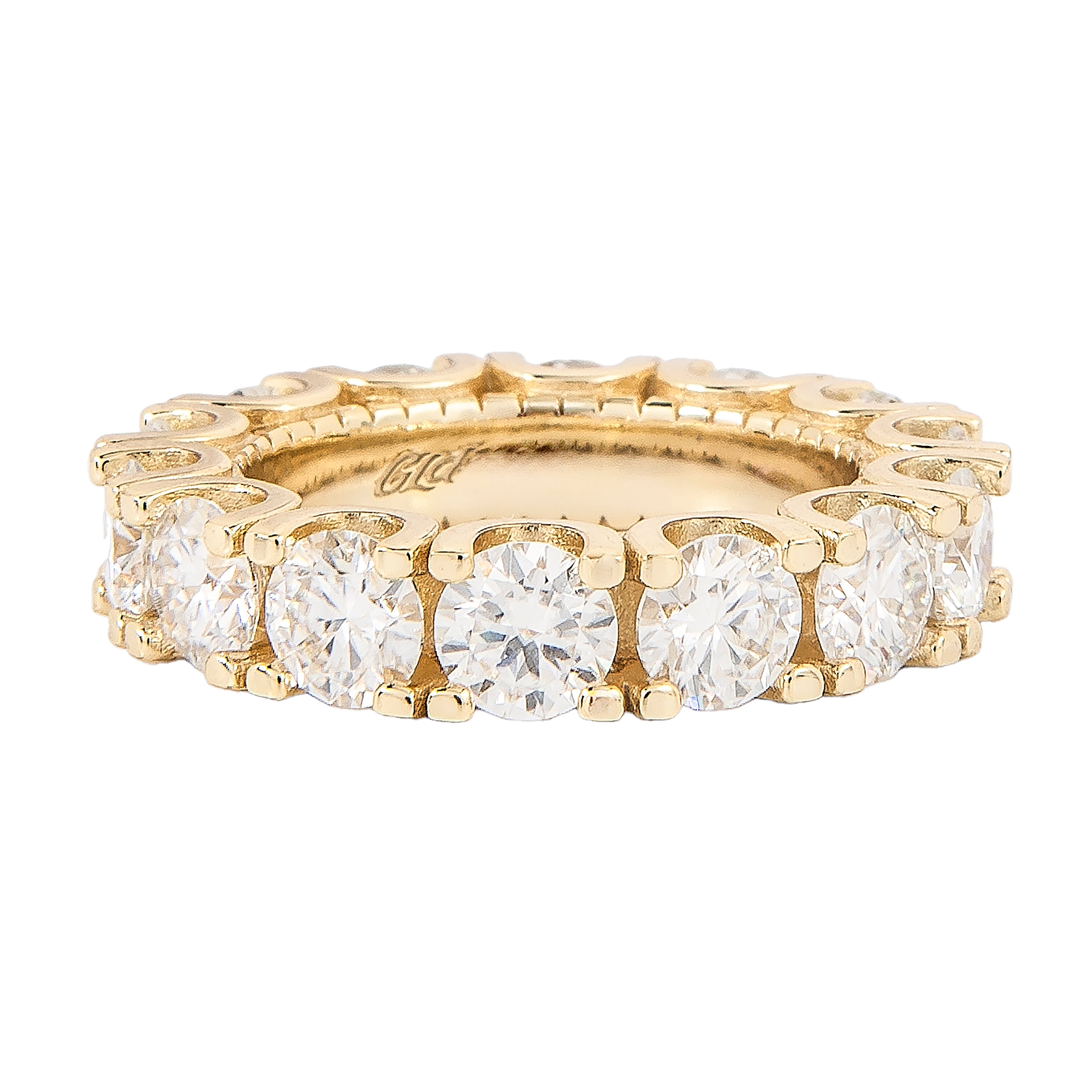 Women's 5MM Moissanite Eternity Diamond Band Ring in Yellow Gold Vermeil