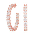 Women's 4MM Moissanite Eternity Hoop Earrings in Rose Gold Vermeil