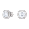 Women's Cushion Cut Moissanite Earrings in White Gold Vermeil