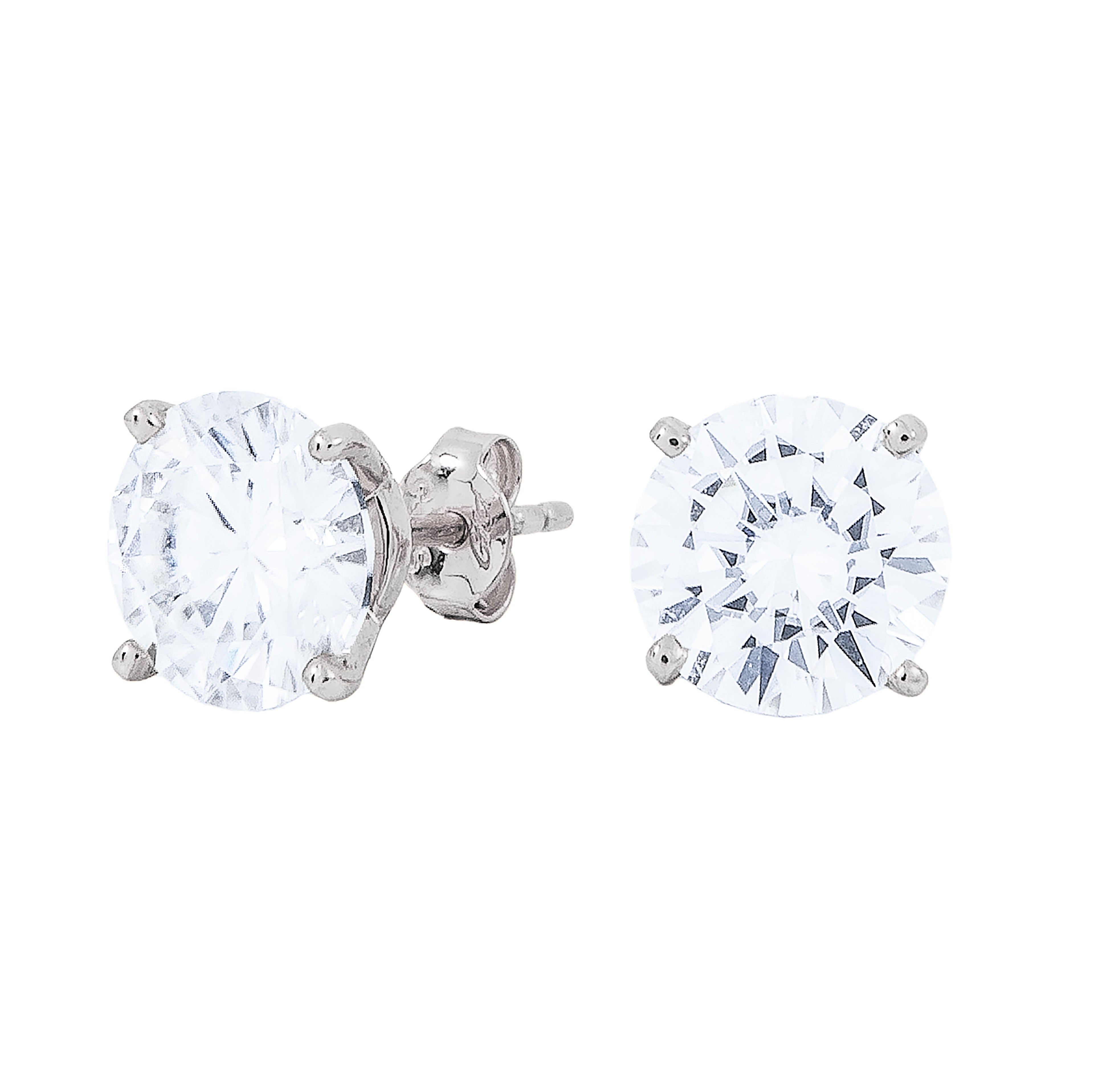 Women's 8MM Round Cut Moissanite Diamond Stud Earrings in White Gold Vermeil