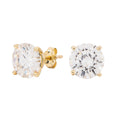 Men's 8MM Round Cut Moissanite Diamond Stud Earrings in Yellow Gold Vermeil