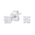 Women's 3MM Pave Round Moissanite Stud Earrings in White Gold Vermeil