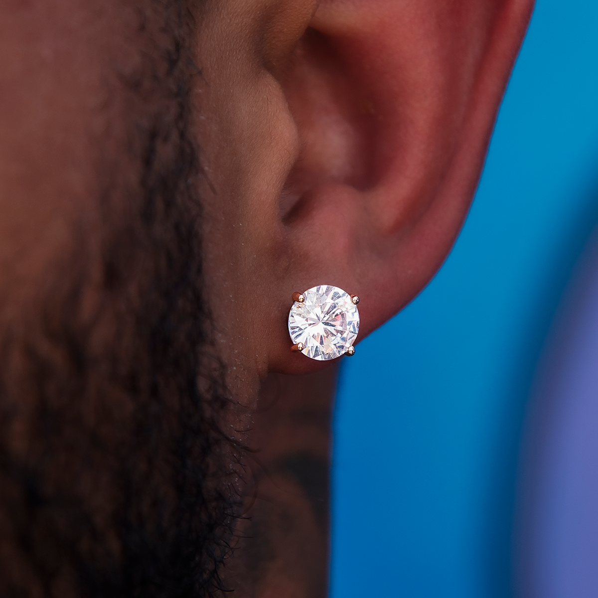 GLD 8MM Round Cut Diamond Stud Earrings - Rose Gold