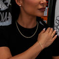 2mm Rope Necklace + Bracelet + 5mm Round Cut Stud Earring Bundle in Yellow Gold