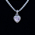 Micro Iced Purple Heart Pendant in White Gold