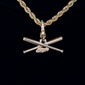 Baseball Bat Clip On Pendant in Yellow Gold