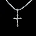 Iced Flat Crucifix Cross Pendant in White Gold