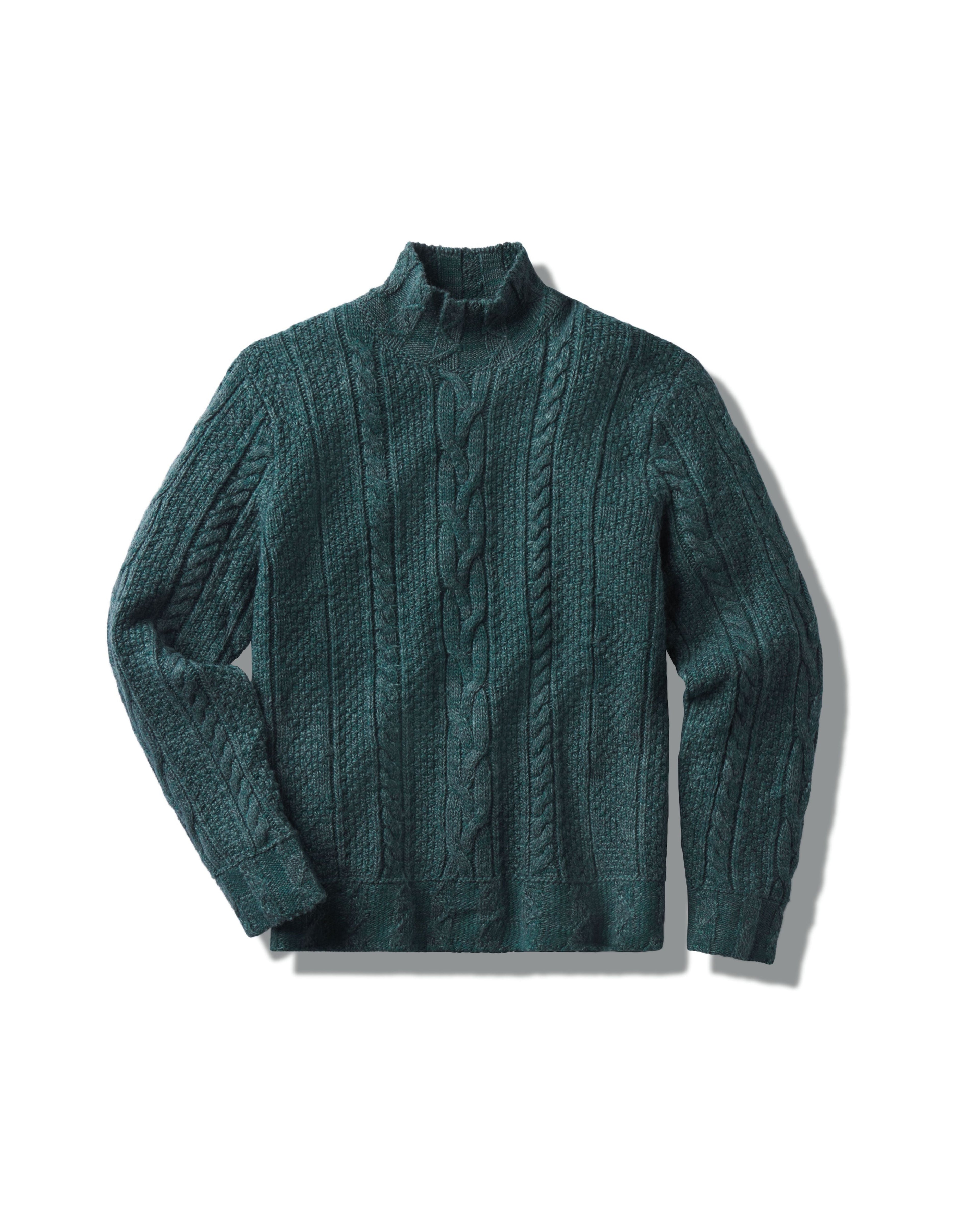 Fisherman Cable Turtleneck - Bottle Green