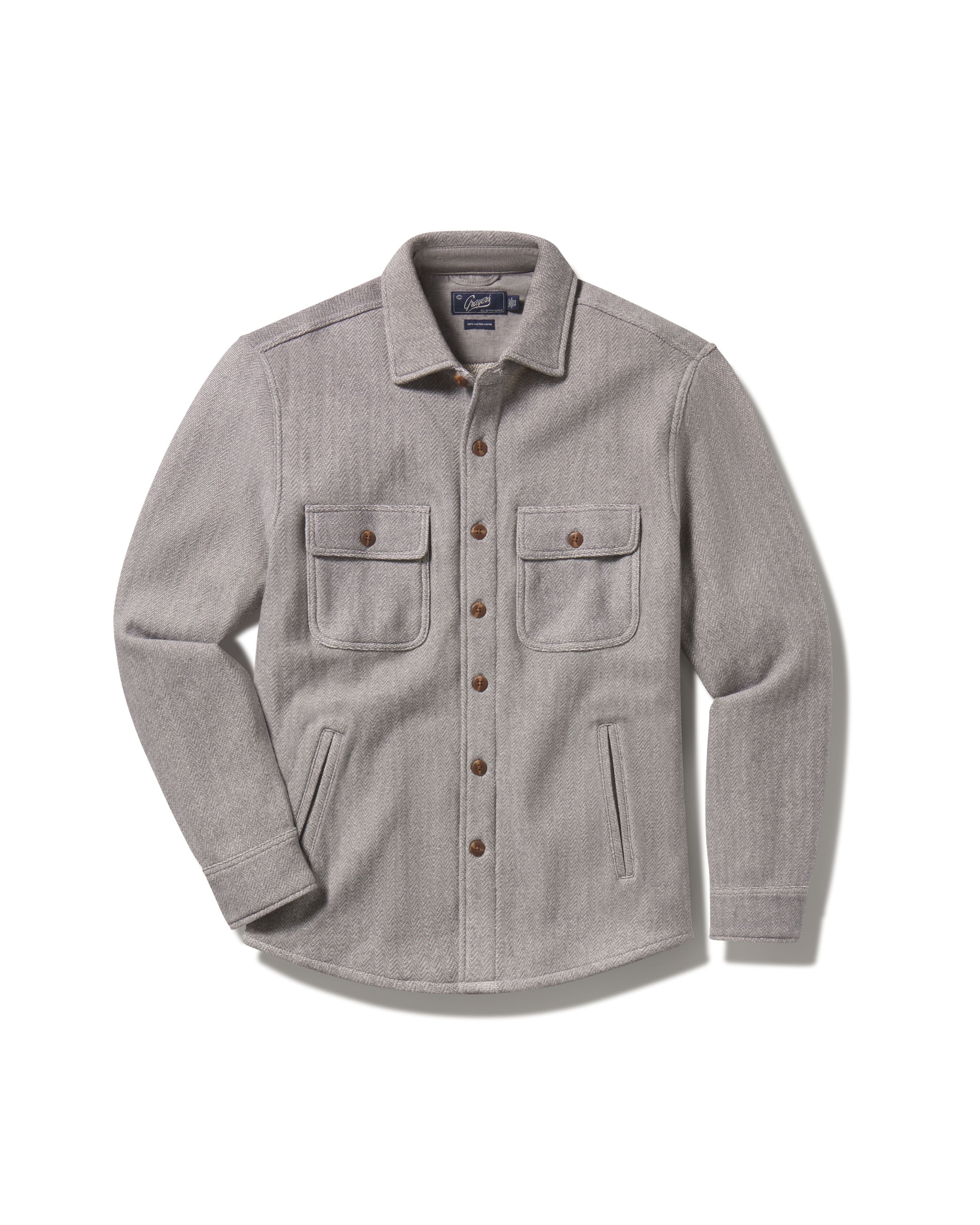 Jojo Herringbone Shirt Jacket - Light Gray