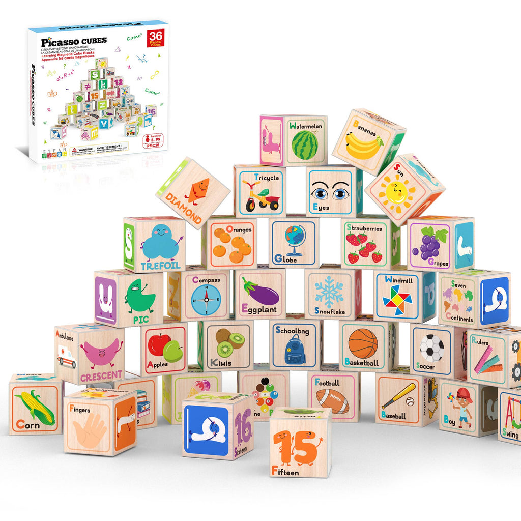 PicassoTiles - PicassoTiles 36pc 1" Magnetic Cubes Set