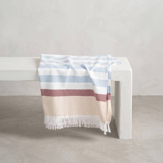 Lightweight cotton beach sarong with fringe HORIZONTE