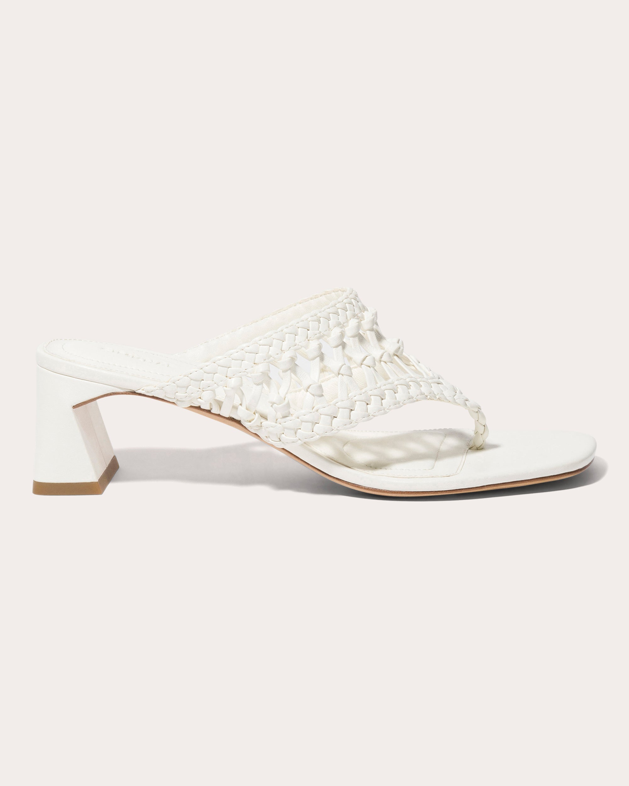 Alia Woven Leather Block-Heel Sandal