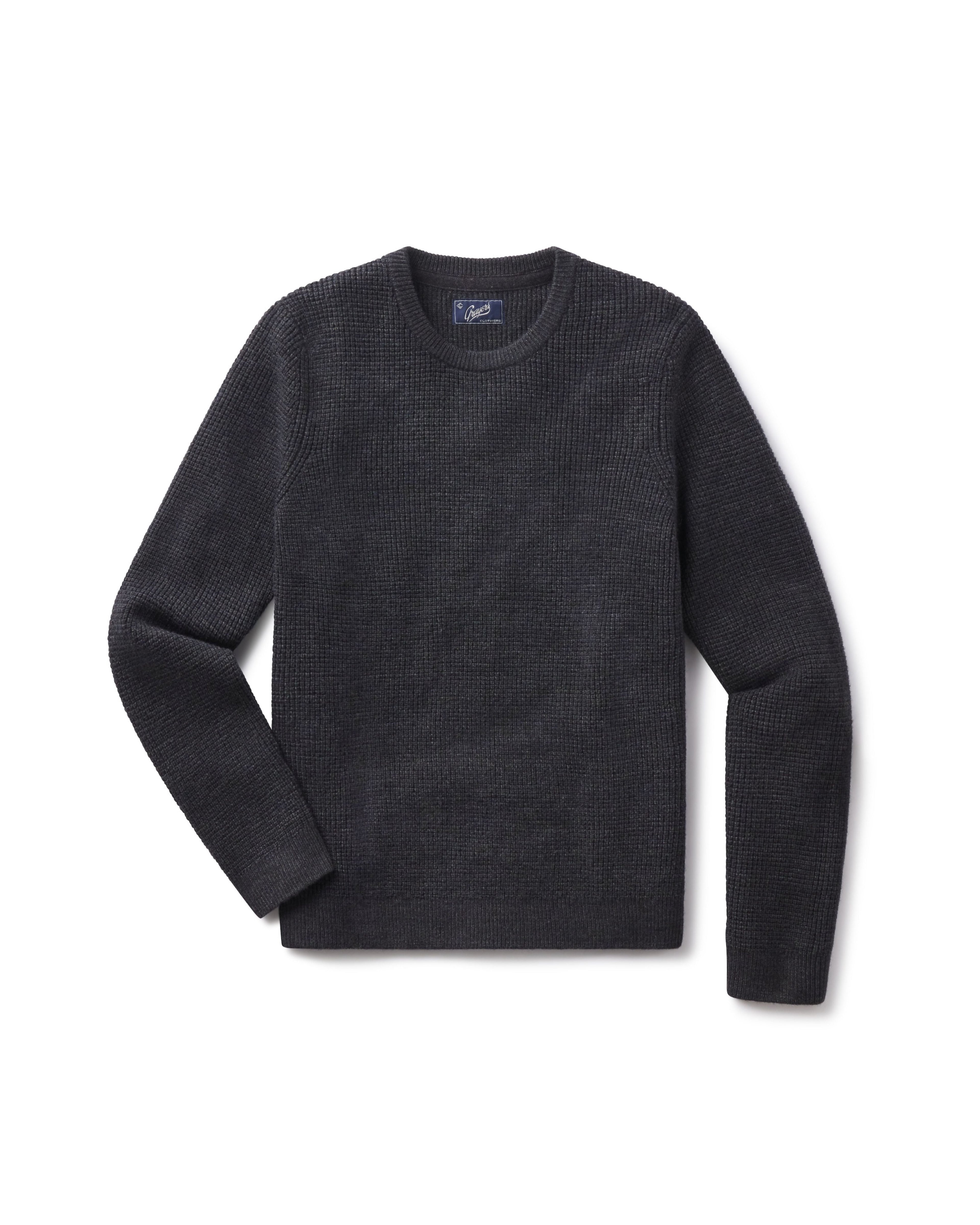 Waffle Stitch Crew Sweater - Charcoal