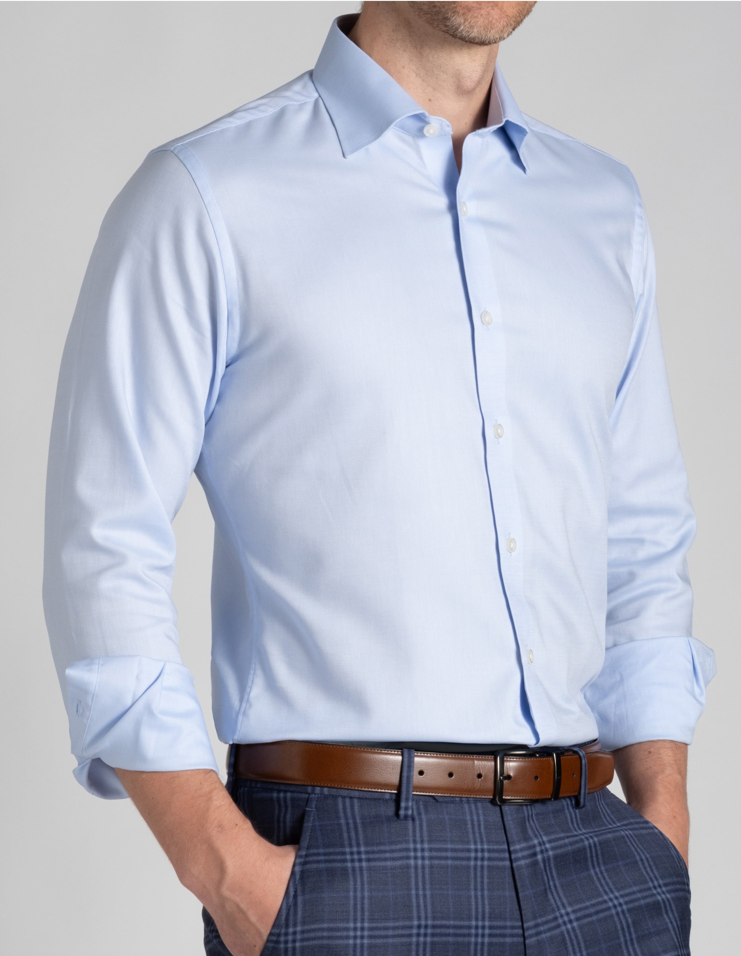 Wrinkle-Resistant Dobby - Light Blue Heart Dobby