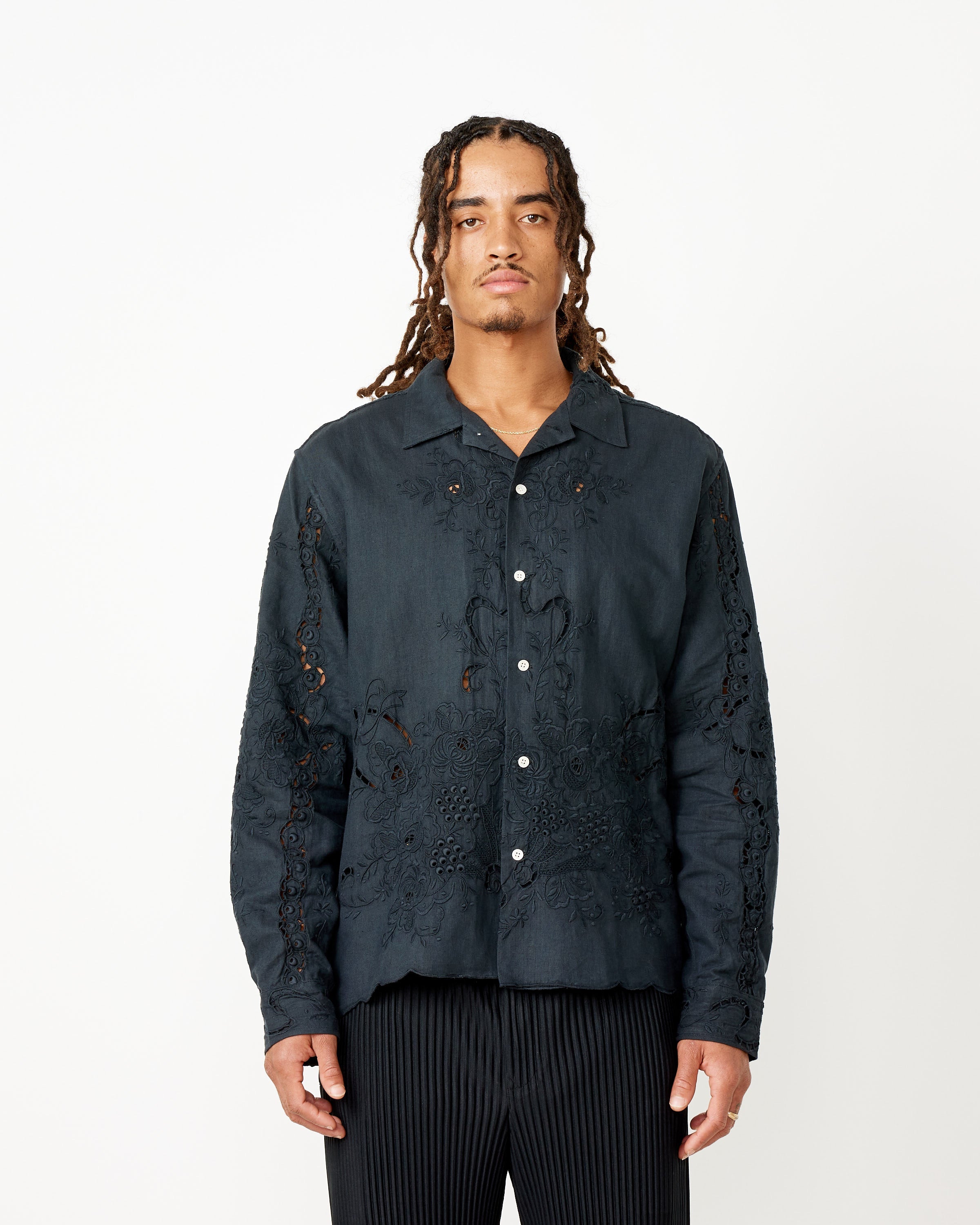 Ooak Overdyed Lace Cutwork LS Shirt