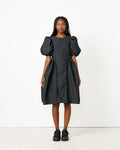 Puff Sleeve Midi Dress in Black