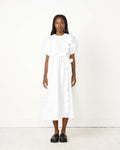 Smocked Panels & Ruffles Maxi Gown in White