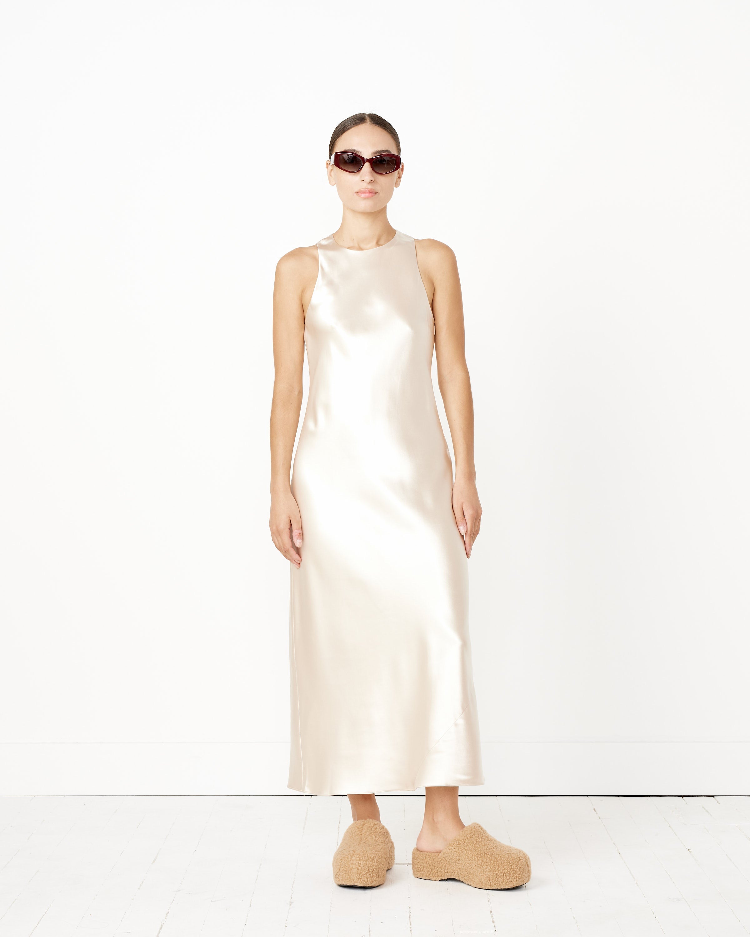 Heavy Satin Midi Bias Dress