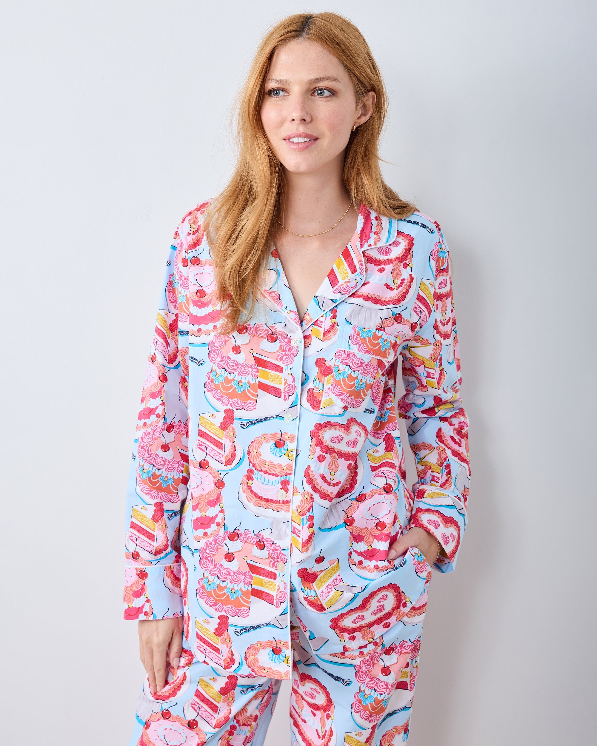 Vintage Cakes - Petite Long PJ Set - Blue Buttercream