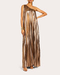 Kensley Pleated Metallic-Lamé Maxi Dress