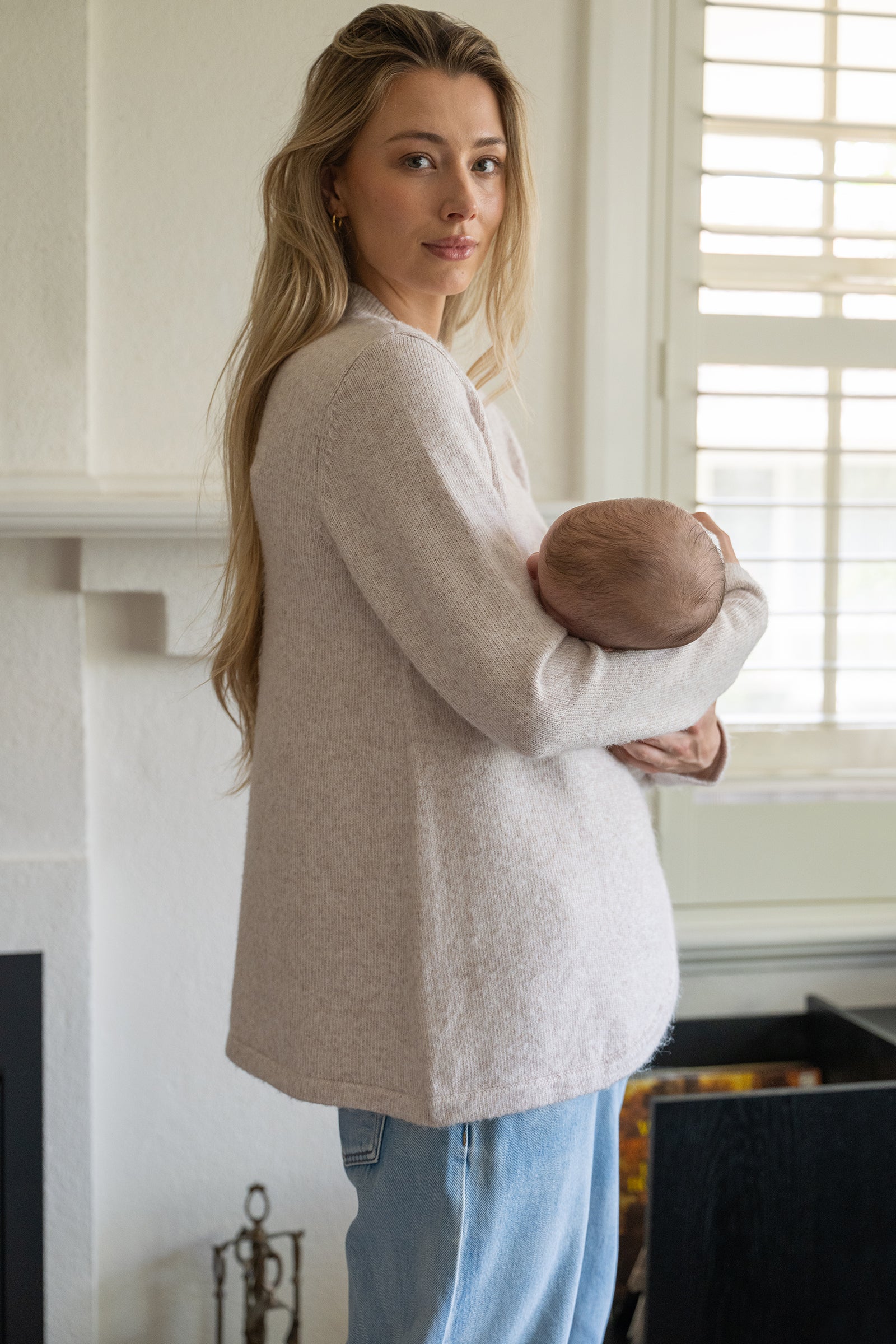 Addison Cross Over Maternity Nursing Knit in Mink by Ripe