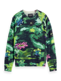 Drop Shoulder Floral Jacquard Sweater