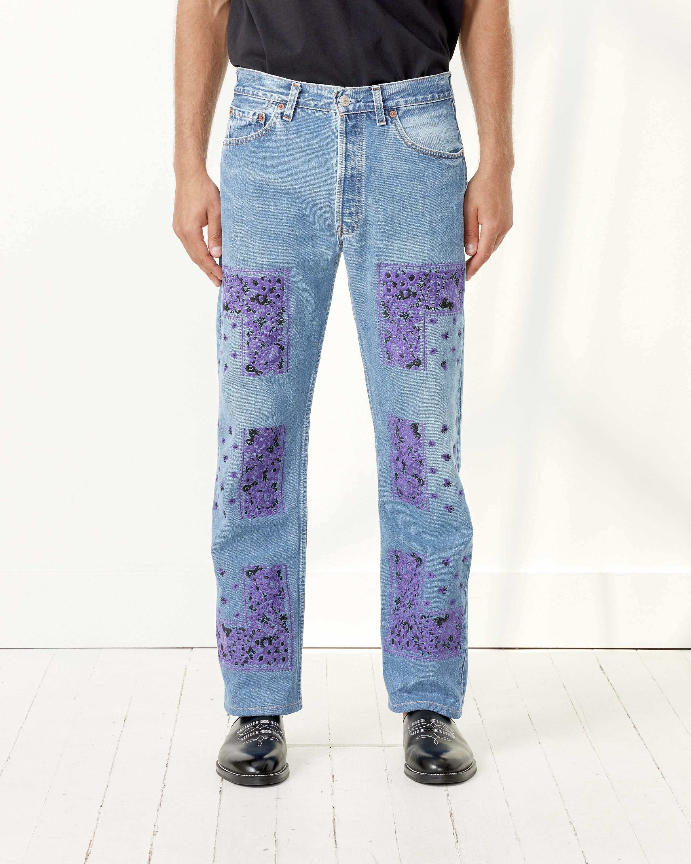 Bandana Embroidery Denim Pants
