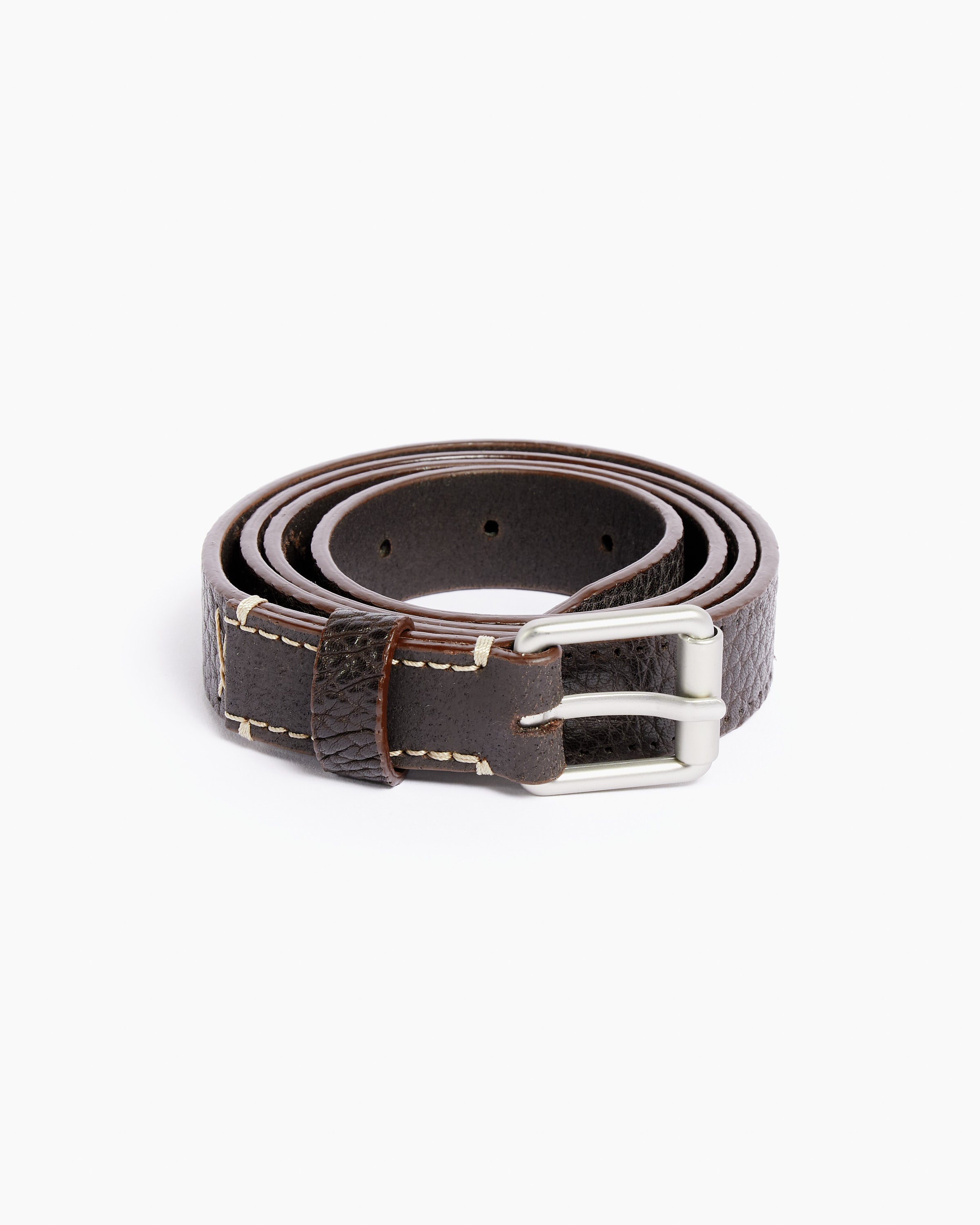 Reversed Thin Belt in Dark Brown