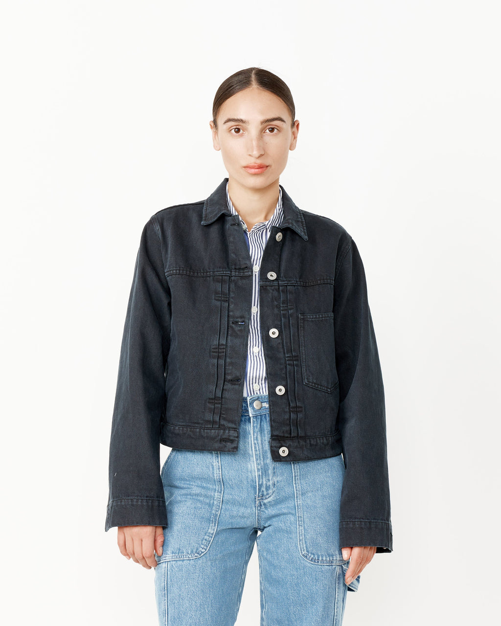 Trucker Jacket in Washed Black