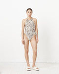 Recycled Printed Tieband Swimsuit in Egret