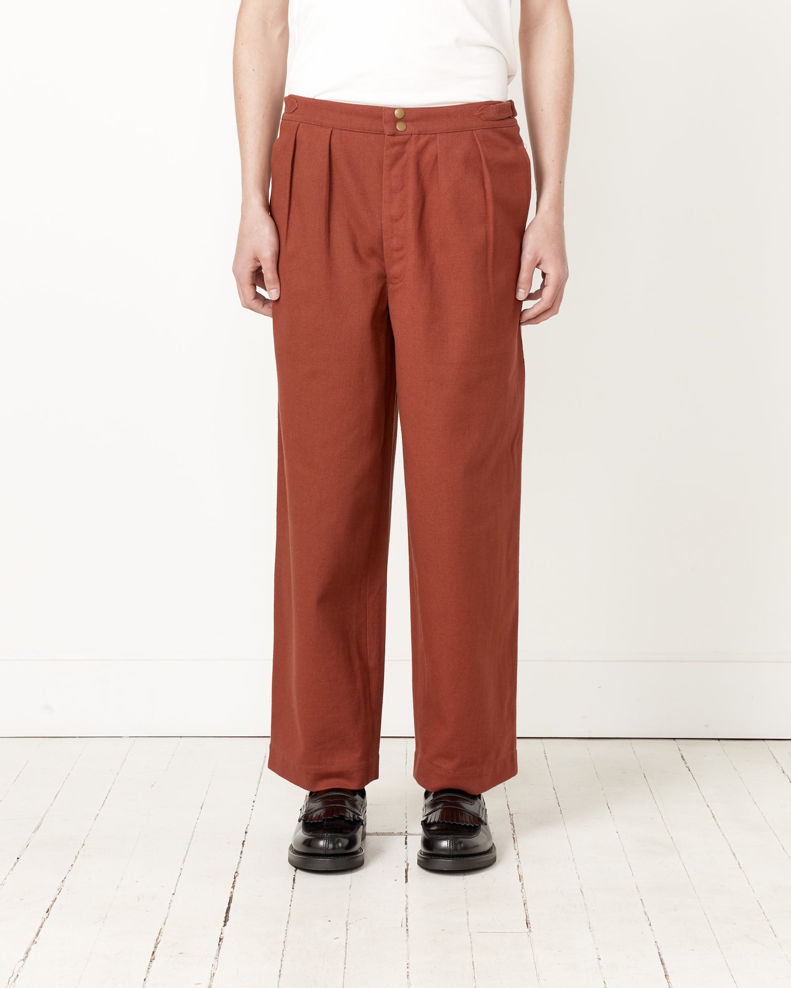Wide Leg Snap Trouser in Cinnamon