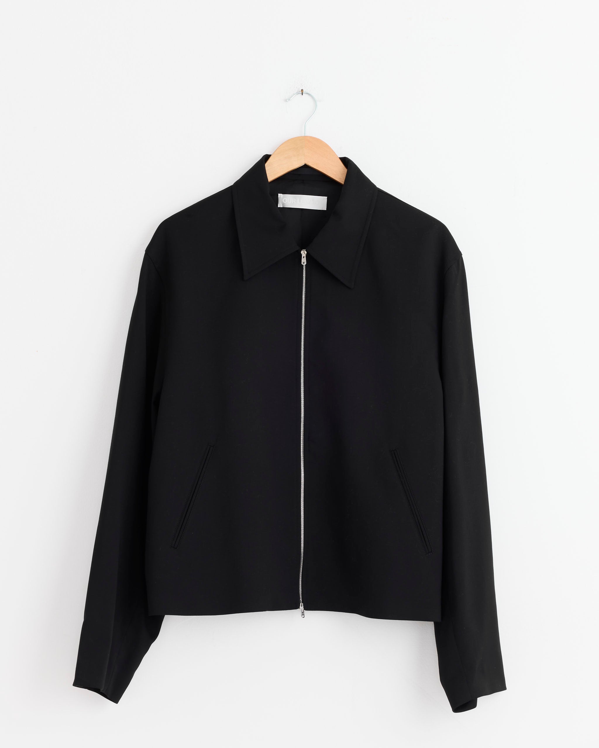 Mini Jacket in Black Worsted Wool
