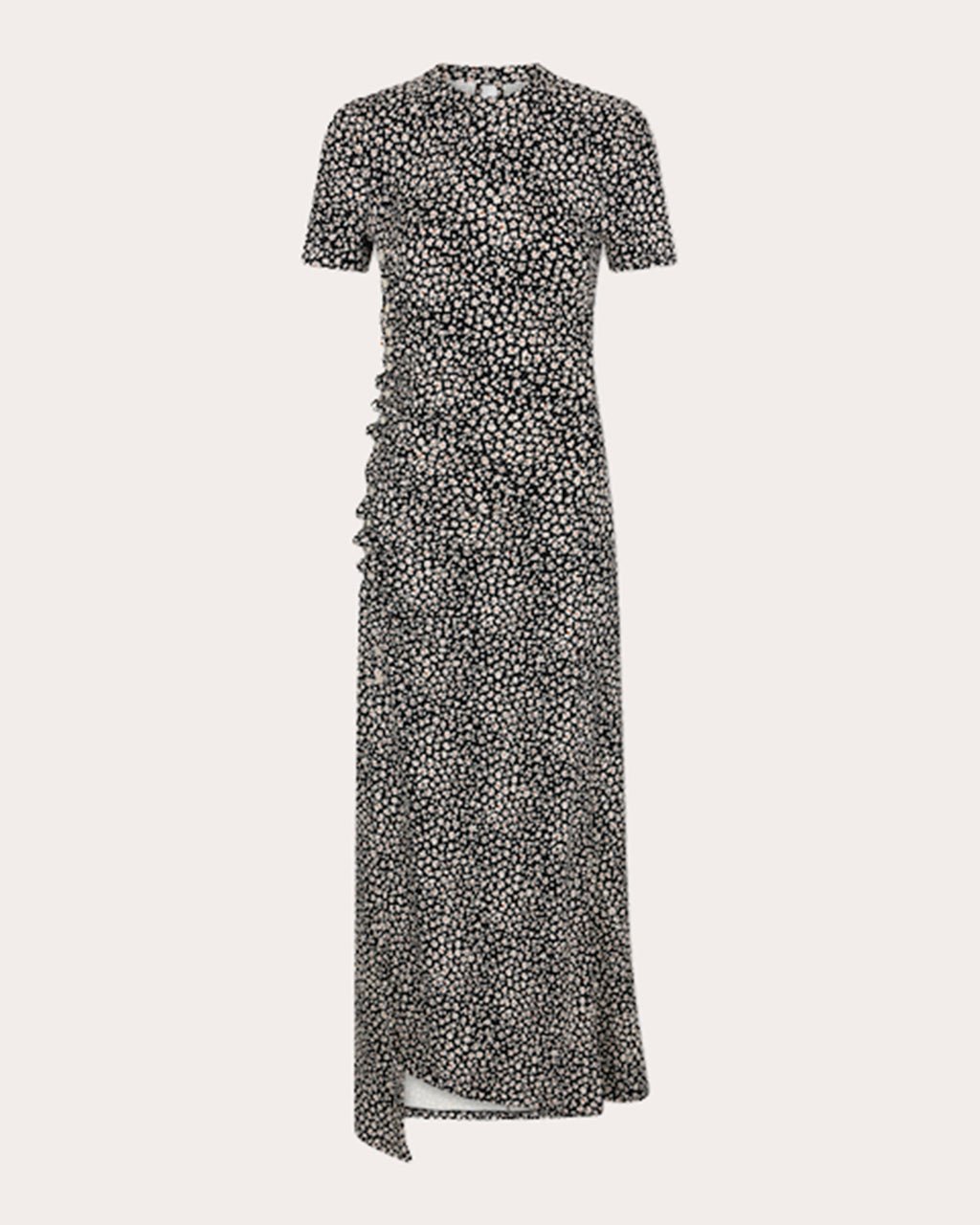 Printed Gathered Stretch-Jersey Midi Dress