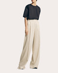 Pleated Linen-Blend Wide-Leg Pants