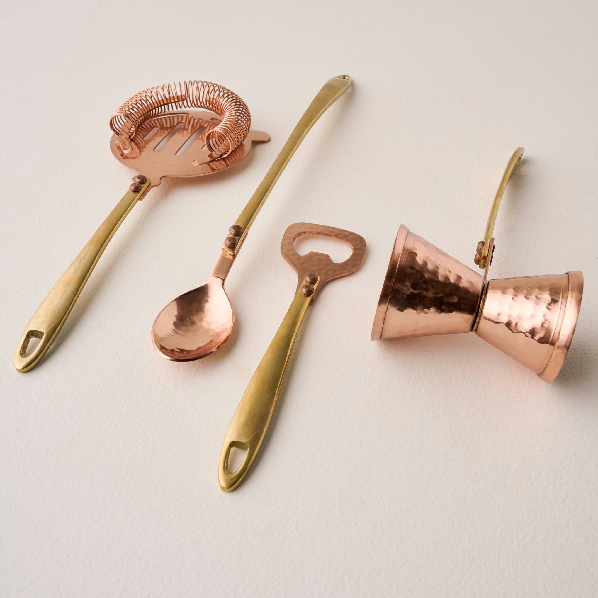 Hammered Copper and Gold Strainer